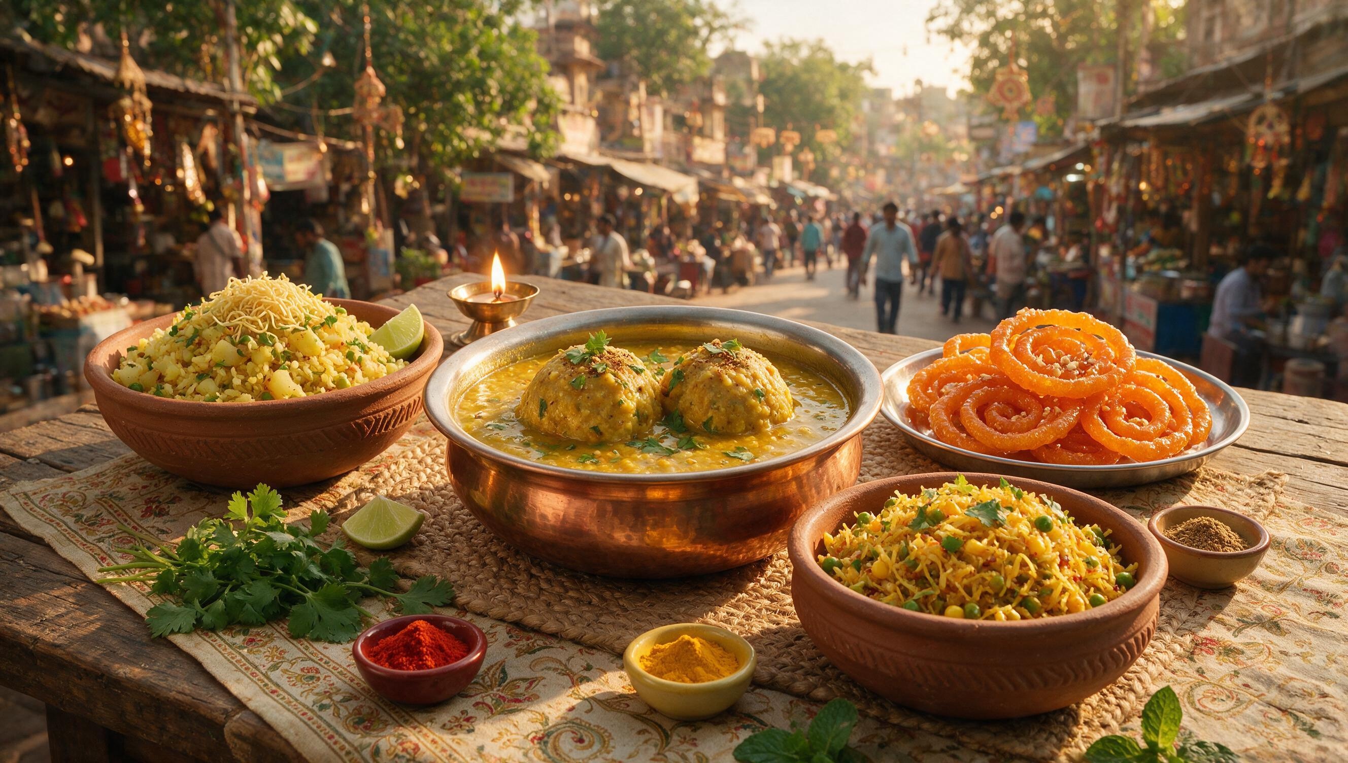 Traditional Malwa thali with dal bafla